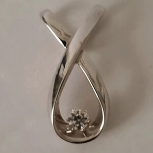 LK Silver Tone Faux Diamond Swirl Pendant